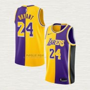 Maglia Kobe Bryant NO 24 Los Angeles Lakers Split Giallo Viola