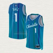 Maglia LaMelo Ball NO 1 Charlotte Hornets Citta 2022-23 Blu