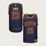 Maglia LeBron James NO 23 Cleveland Cavaliers Throwback Blu