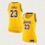 Maglia Lebron James NO 23 Donna Los Angeles Lakers Giallo