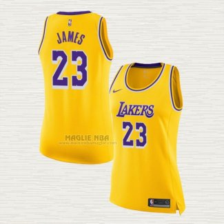 Maglia Lebron James NO 23 Donna Los Angeles Lakers Giallo