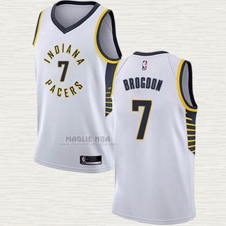 Maglia Malcolm Brogdon NO 7 Indiana Pacers Association Bianco