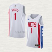 Maglia Mikal Bridges NO 1 Brooklyn Nets Classic 2022-23 Bianco