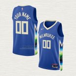 Maglia Milwaukee Bucks Personalizzate Citta 2022-23 Blu