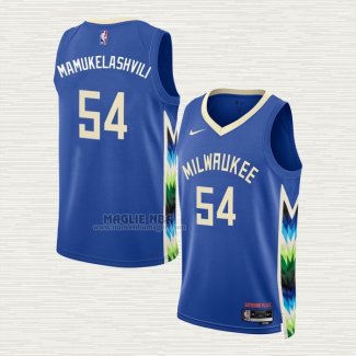 Maglia Sandro Mamukelashvili NO 54 Milwaukee Bucks Citta 2022-23 Blu