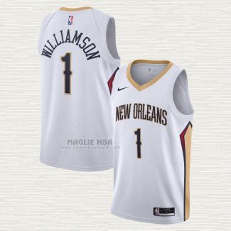 Maglia Zion Williamson NO 1 New Orleans Pelicans Association 2020-21 Bianco