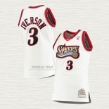 Maglia Allen Iverson NO 3 Philadelphia 76ers Throwback Bianco