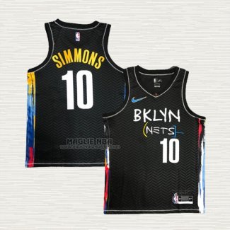 Maglia Ben Simmons NO 10 Brooklyn Nets Citta 2020-21 Nero