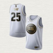 Maglia Derrick Rose NO 25 Detroit Pistons Golden Edition Bianco