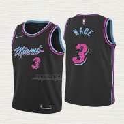 Maglia Dwyane Wade NO 3 Bambino Miami Heat Citta 2018-19 Nero