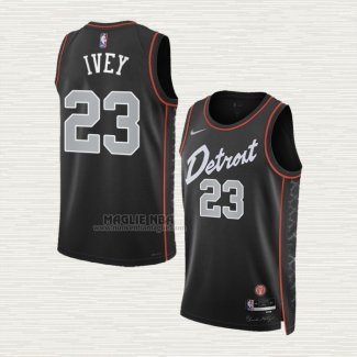 Maglia Jaden Ivey NO 23 Detroit Pistons Citta 2023-24 Nero