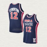 Maglia John Stockton NO 12 USA 1992 Blu