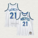 Maglia Kevin Garnett NO 21 Minnesota Timberwolves Hardwood Classics Throwback Bianco