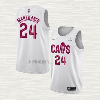 Maglia Lauri Markkanen NO 24 Cleveland Cavaliers Association 2022-23 Bianco