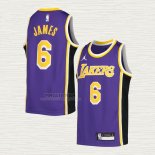 Maglia LeBron James NO 6 Bambino Los Angeles Lakers Statement Viola