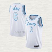 Maglia LeBron James NO 6 Los Angeles Lakers Citta 2021-22 Bianco