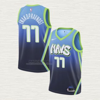 Maglia Luka Doncic NO 77 Dallas Mavericks Citta Edition Blu