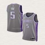 Maglia NO 5 Bambino Sacramento Kings Citta 2022-23 Grigio De'Aaron Fox