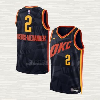 Maglia Shai-Gilgeous Alexander NO 2 Oklahoma City Thunder Citta 2023-24 Nero