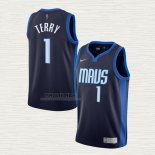 Maglia Tyrell Terry NO 1 Dallas Mavericks Earned 2020-21 Blu