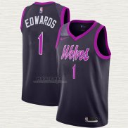 Maglia Anthony Edwards NO 1 Minnesota Timberwolves Citta 2018-19 Viola