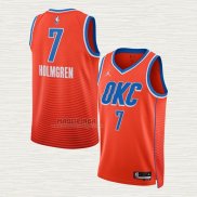 Maglia Chet Holmgren NO 7 Oklahoma City Thunder Statement Arancione