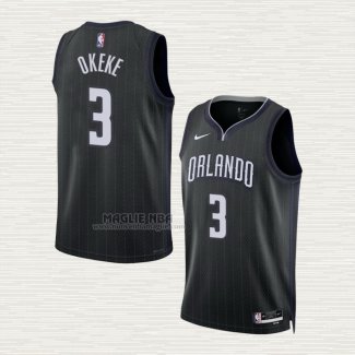 Maglia Chuma Okeke NO 3 Orlando Magic Citta 2022-23 Nero