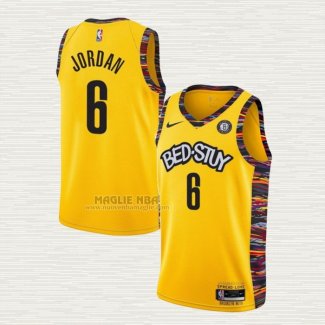 Maglia Deandre Jordan NO 6 Brooklyn Nets Citta 2020-21 Giallo