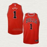 Maglia Derrick Rose NO 1 Bambino Chicago Bulls Icon Rosso