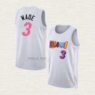 Maglia Dwyane Wade NO 3 Miami Heat Citta 2022-23 Bianco