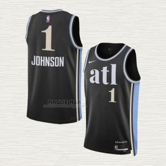 Maglia Jalen Johnson NO 1 Atlanta Hawks Citta 2023-24 Nero