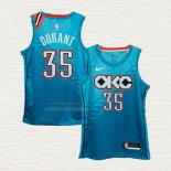 Maglia Kevin Durant NO 35 Oklahoma City Thunder Citta 2018-19 Blu