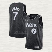 Maglia Kevin Durant NO 7 Brooklyn Nets Earned 2020-21 Nero