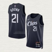 Maglia Kobe Brown NO 21 Los Angeles Clippers Citta 2023-24 Blu