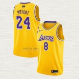 Maglia Kobe Bryant NO 8 24 Los Angeles Lakers Giallo