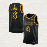 Maglia LeBron James NO 6 Los Angeles Lakers Citta 2021-22 Nero