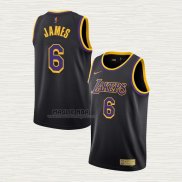 Maglia LeBron James NO 6 Los Angeles Lakers Earned 2021-22 Nero