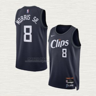 Maglia Marcus Morris Sr. NO 8 Los Angeles Clippers Citta 2023-24 Blu