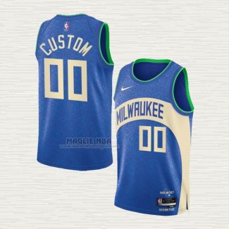 Maglia Milwaukee Bucks Personalizzate Citta 2023-24 Blu