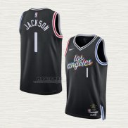 Maglia Reggie Jackson NO 1 Los Angeles Clippers Citta 2022-23 Nero