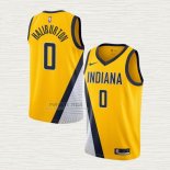 Maglia Tyrese Haliburton NO 0 Indiana Pacers Statement 2022-23 Giallo