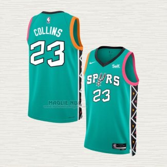 Maglia Zach Collins NO 23 San Antonio Spurs Citta 2022-23 Verde